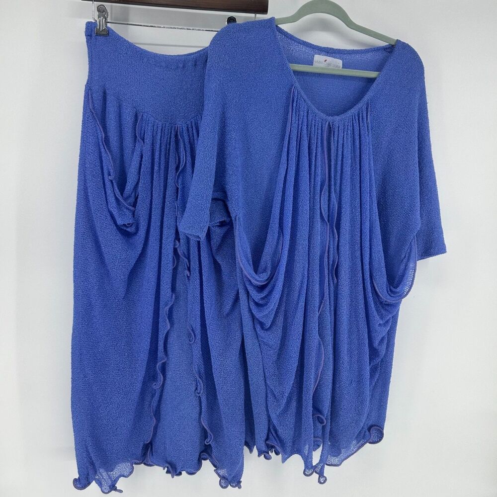 Vintage Vivian Chan Shaw Long Layer Skirt & Top Knit Set Purple Greek Drapery